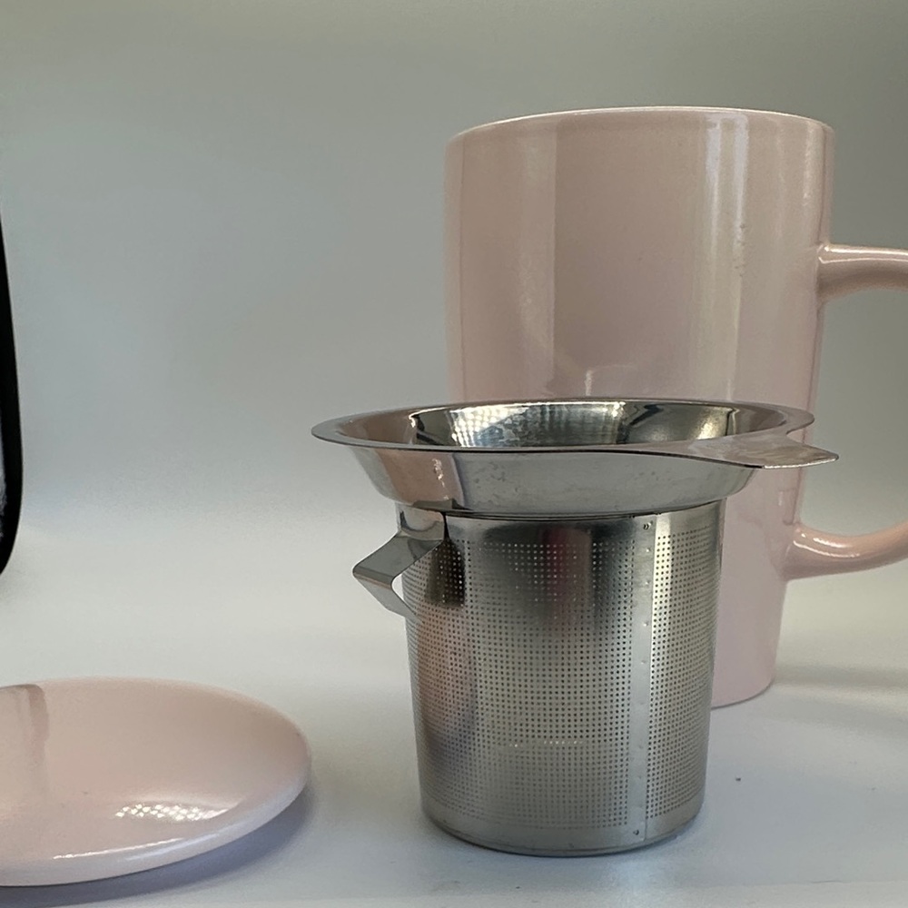 🩷 Pink Ceramic Mug Set with Stainless Steel Tea Infuser and Matching Lid (S) - Picture 14 of 15
